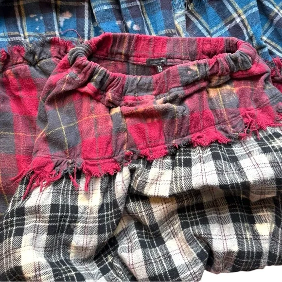 R13 Pieced Gathered Skirt in Red, Beige, & Blue Plaid - Small - Picture 7 of 14